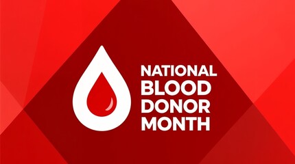 Bold red emblem promoting national blood donor month awareness and lifesaving giving