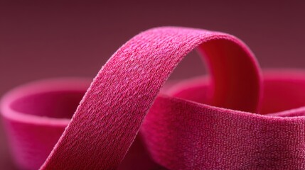 Detailed Close-up of Vibrant Pink Ribbon Material Showcasing Texture and Softness for Crafting and Aesthetic Purposes in Minimalistic Composition