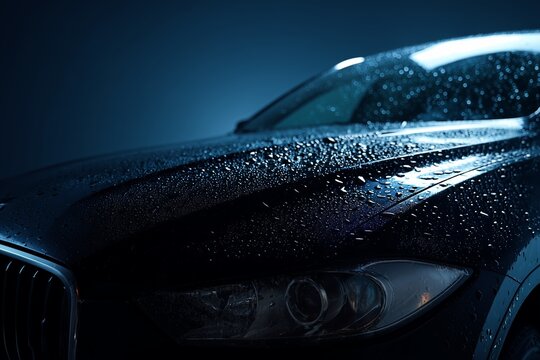 Abstract Wet Surface Of Dark Luxury Automobile