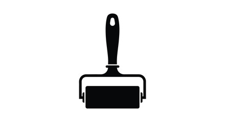 Obraz premium A simple black paint roller icon displaying a classic tool shape in silhouette