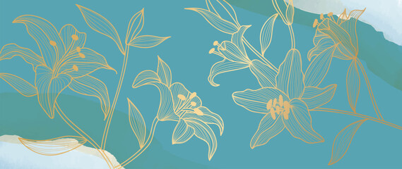 Tropical leaves background vector. Natural jungle monstera palm leaves design in minimal pale green color with contour line art. Design for fabric, print, cover, banner, decoration, wallpaper. © babeer