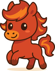 Year of the Fire Horse_Year of the Red Horse_Red Horse Zodiac_Horse Zodiac Icon_Cute Red Horse_Cute Horse Illustration