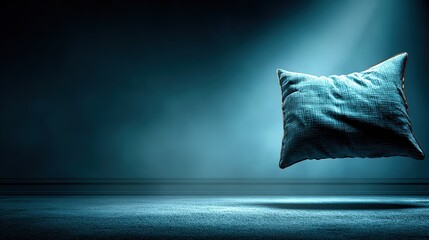 3D floating white pillow, light grey backdrop, high-key studio lighting, minimal concept, copy space for home ecommerce, SPA ad, meditation app splash