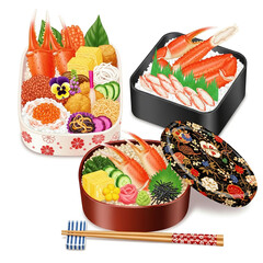 カニとイクラが彩る豪華なお弁当