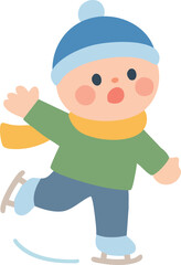 Winter_Winter Fun_Skating_Cute boy character skating