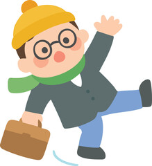 Winter_Ice_Slick ice_Slipping office worker