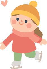 Winter_Winter Fun_Skating_Cute Girl Character Skating