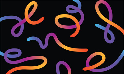Obraz premium Gradient rainbow colors blend with background organic doodle line art, abstract shapes, and background.