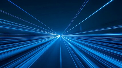 Blue Light Streaks Radiating Outward Creating High Speed Tunnel Effect on Dark Background