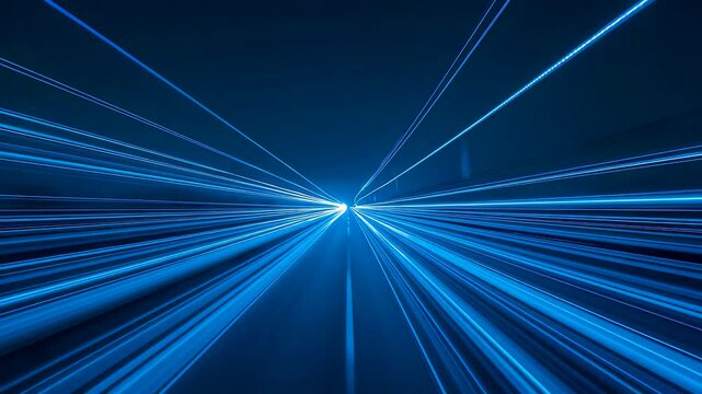 Blue Light Streaks Radiating Outward Creating High Speed Tunnel Effect on Dark Background - Powered by Adobe