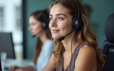 Call center, computer and woman, working or telemarketing agency for customer service advice. Contact us, crm and helpdesk with operator or representative female on online conversation for support