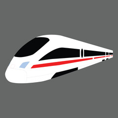 Fototapeta premium High-Speed Train Clipart – Sleek White Locomotive with Red Stripe & Blue Accents on Dark Background