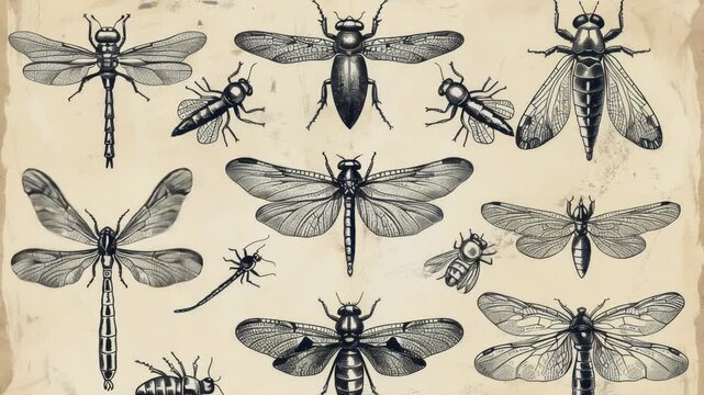 Video A close-up view of various insects crawling on a piece of paper, providing an opportunity to highlight entomological or educational content