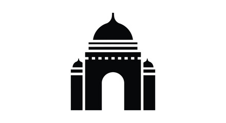 A stark black silhouette of an iconic arched monument with detailed architectural features silhouette