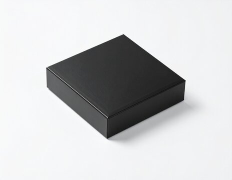 Matte Black Rectangular Box with Clean Edges on White Surface