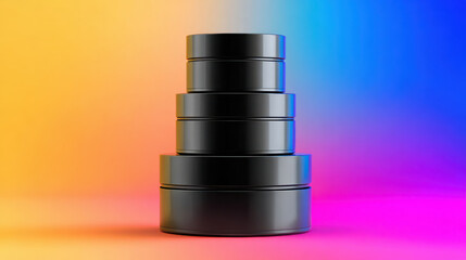 Stacked black cosmetic jar mockup against gradient background