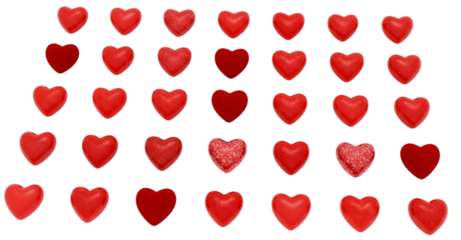 Mixed Bouquet of Red Roses, Daisies, Wildflowers, and Red Hearts with Ribbons Transparent Background