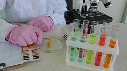 Laboratory testing with chemical solutions in a science lab at a scheduled appointment