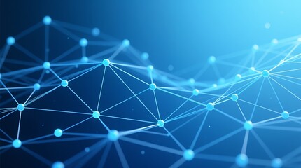Abstract blue digital network of interconnected nodes representing data flow