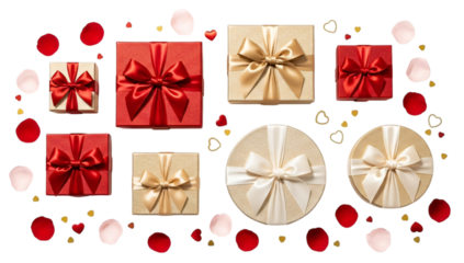 Bouquet of Red Roses in White Wrapping Paper with Red Ribbon Bow Transparent Background