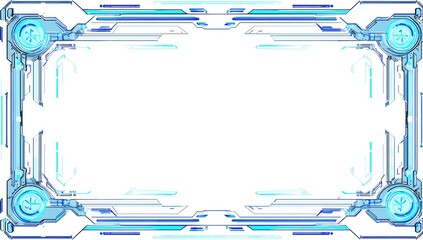 Blue & white sci-fi frame with corner ornaments and futuristic details