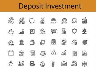 Deposit Investment Finance and Banking Icon Set with Title money