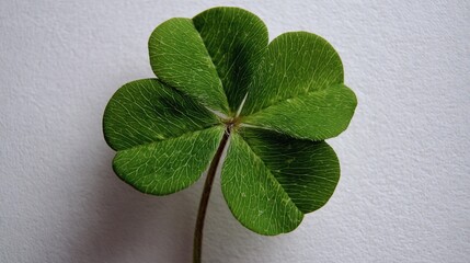 Four leaf clover, symbol of luck and good fortune, closeup