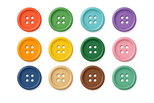 Colorful sewing buttons collection with transparent background