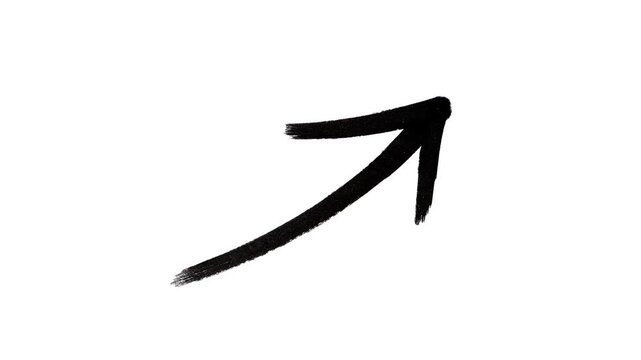 Animated White Rough Marker Diagonal Uplink Pointer. Quick hand-drawn arrow element for highlighting key information in tutorials and presentations