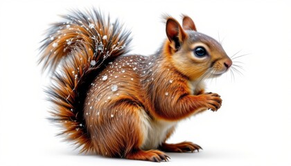 Obraz premium high resolution isolated object on pure white background featuring a christmas themed winter squirrel with unique seasonal styling, distinct textures, and imaginative festive detailing..