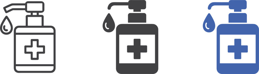 Hand Sanitizer Bottle Droplet Icons Three Styles dispenser pump
