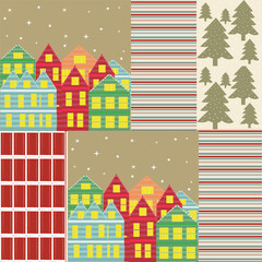 Obraz premium Print winter_patchwork_checkered_seamless_pattern_holidays_wallpaper_background_in_retro_style