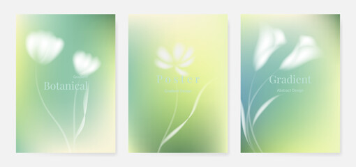 Fototapeta premium Abstract colorful gradient fruit card background set. Minimalist poster with lemon. Modern summer and spring wallpaper design for drink menu, promotion, beverages, ads.