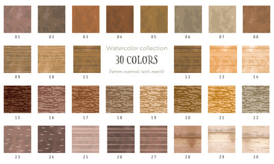 ナチュラルでシンプルな木の質感水彩パターンセット（シームレスパターン。※ａｉデータにスウォッチがあります）