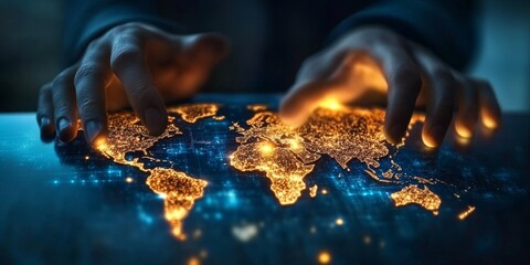 Global Digital Network Connectivity Illustrated Through a Vibrant World Map Displaying Innovations