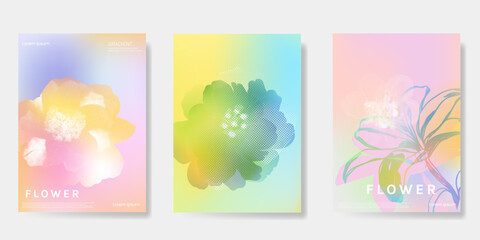 Abstract colorful gradient fruit card background set. Minimalist poster with lemon. Modern summer and spring wallpaper design for drink menu, promotion, beverages, ads.
