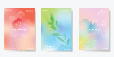 Abstract colorful gradient fruit card background set. Minimalist poster with lemon. Modern summer and spring wallpaper design for drink menu, promotion, beverages, ads.