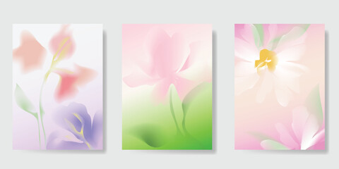 Fototapeta premium Abstract colorful gradient fruit card background set. Minimalist poster with lemon. Modern summer and spring wallpaper design for drink menu, promotion, beverages, ads.