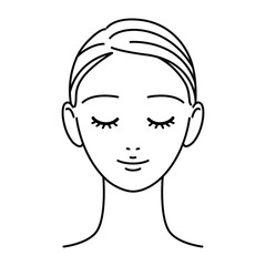  目を閉じた女性の顔のイラスト　美容　スキンケア