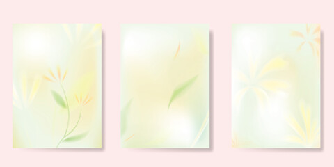 Fototapeta premium Abstract colorful gradient fruit card background set. Minimalist poster with lemon. Modern summer and spring wallpaper design for drink menu, promotion, beverages, ads.