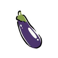 Healthy food vector illustration eggplant in a hand drawn style. Perfect for nutrition, diet content, meal prep, and educational design.