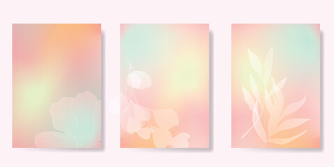 Abstract colorful gradient fruit card background set. Minimalist poster with lemon. Modern summer and spring wallpaper design for drink menu, promotion, beverages, ads.