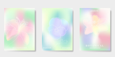 Fototapeta premium Abstract colorful gradient fruit card background set. Minimalist poster with lemon. Modern summer and spring wallpaper design for drink menu, promotion, beverages, ads.