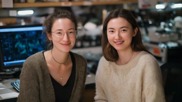 A startup team developing biodegradable plastics from fermented plant starches, testing tensile strength on advanced equipment &mdash; bio-based materials, compostable packaging innovation, and plastic