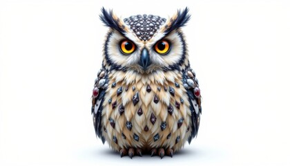 Obraz premium high resolution isolated object on pure white background featuring a christmas themed snowy owl with unique seasonal styling, distinct textures, and imaginative festive detailing..