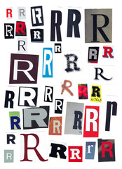 Letter R - Magazine and Newspaper Lettering Cutout Multi Font 