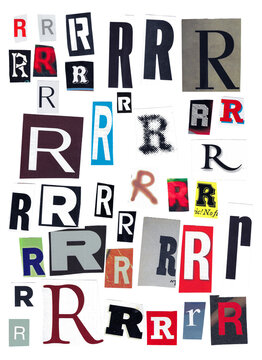 Letter R - Magazine and Newspaper Lettering Cutout Multi Font 