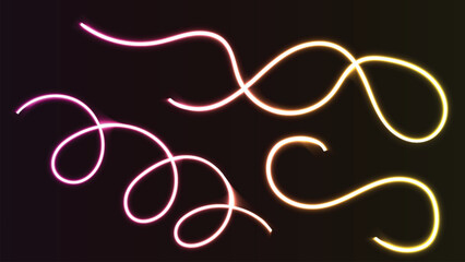 Abstract glowing neon light trails in a dark, gradient background