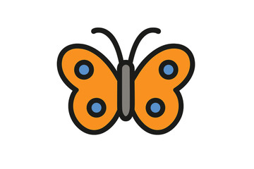Obraz premium Vibrant orange butterfly insect with detailed blue circular markings on its wings