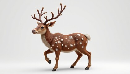 high resolution isolated object on pure white background featuring a christmas themed reindeer with unique seasonal styling, distinct textures, and imaginative festive detailing..